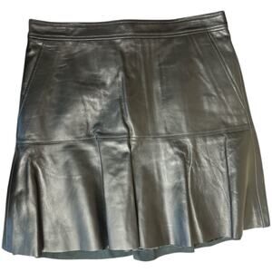 Black Leather Mini Flare Skirt Women's Size 2 NWOT